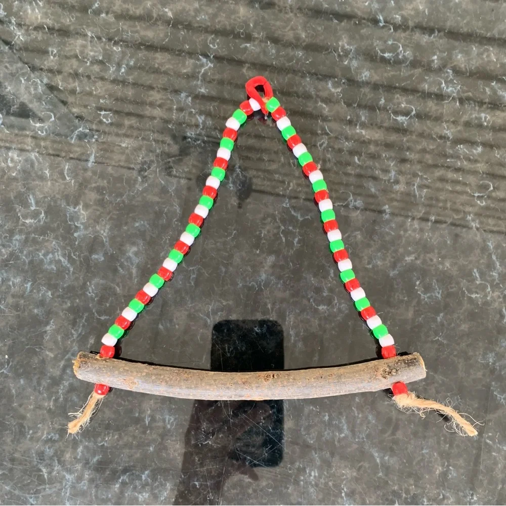 Small Candy Cane parrot swing🎄🪽6 inches long toy